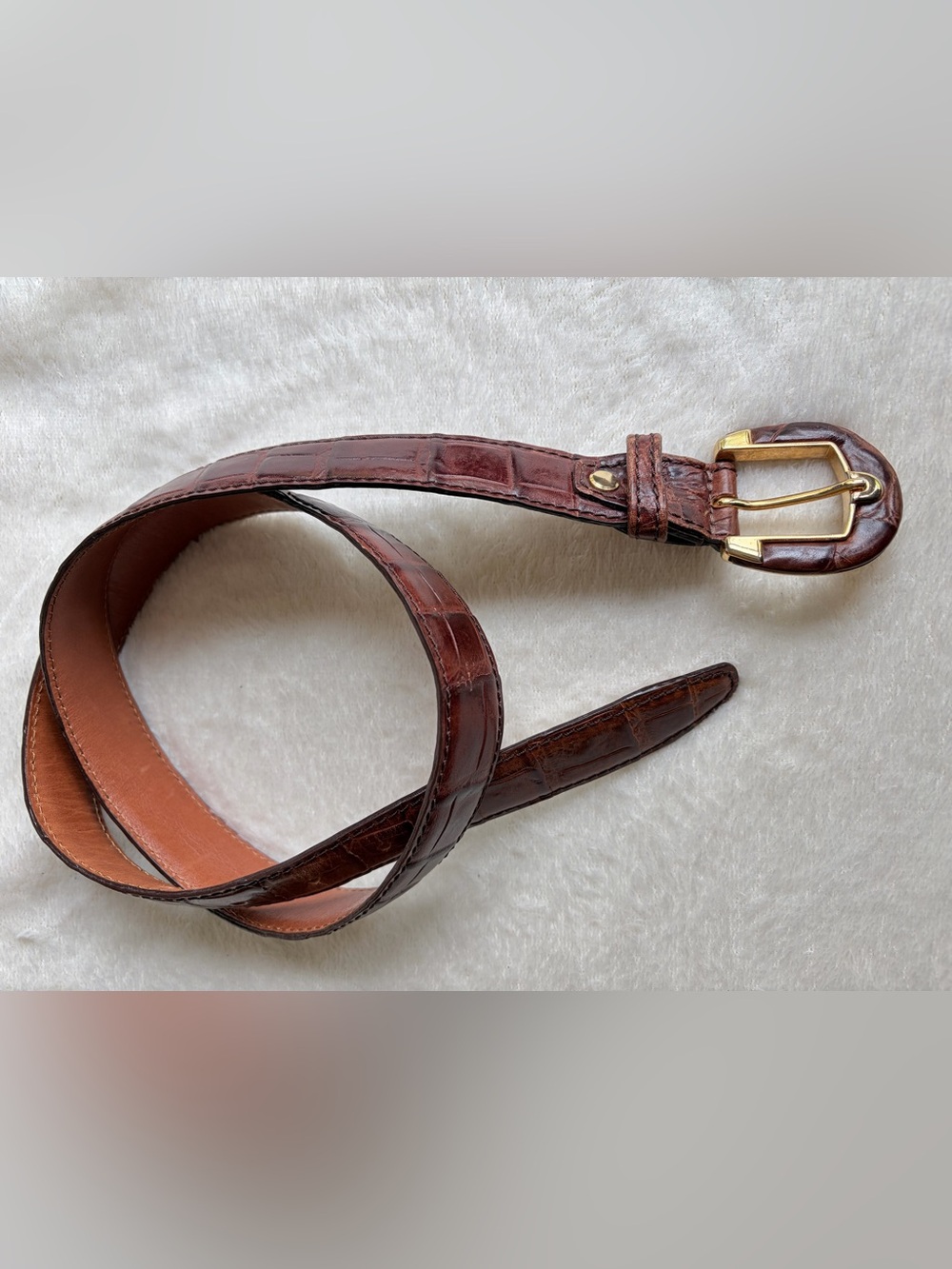 Genuine Croc-Embossed Brown‎ Leather Belt - JPL